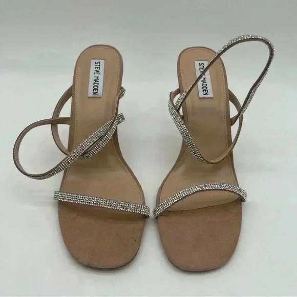Steve Madden Snappy Crystal Strap Heeled Sandals - Size 11 - Holiday Glam - Picture 4 of 12